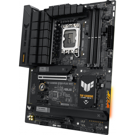 ASUS TUF GAMING B760-PLUS WIFI - Motherboard - ATX - LGA1700 Socket - B760 Chipset - USB 3.2 Gen 1, USB 3.2 Gen 2, USB-C 3.2 Gen2, USB-C 3.2 Gen 2x2 - 2.5 Gigabit LAN, Wi-Fi 6, Bluetooth - onboard graphics (CPU required) - HD Audio (8-channel) - 2