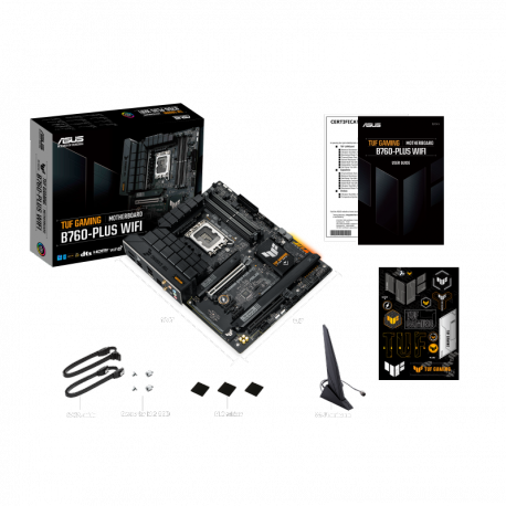 ASUS TUF GAMING B760-PLUS WIFI - Motherboard - ATX - LGA1700 Socket - B760 Chipset - USB 3.2 Gen 1, USB 3.2 Gen 2, USB-C 3.2 Gen2, USB-C 3.2 Gen 2x2 - 2.5 Gigabit LAN, Wi-Fi 6, Bluetooth - onboard graphics (CPU required) - HD Audio (8-channel) - 12
