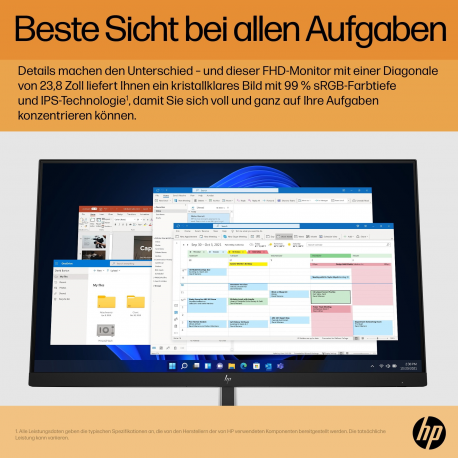 HP E24 G5 - E-Series - LED monitor - 23.8" (23.8" viewable) - 1920 x 1080 Full HD (1080p) @ 75 Hz - IPS - 250 cd / m² - 1000:1 - 5 ms - HDMI, DisplayPort, USB-C - black head, black and silver (stand) - 9