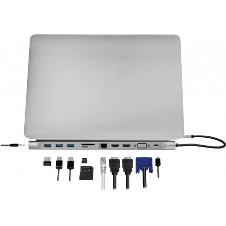 LogiLink - Docking station - USB-C 3.2 Gen 1 - VGA, 2 x HDMI - GigE - 7