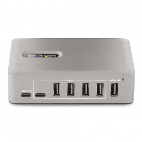 StarTech.com 10-Port USB-C Hub, 8x USB-A + 2x USB-C, Self-Powered w /  65W Power Supply, USB 3.1 10Gbps Hub w /  BC1.2 Charging, Desktop / Laptop USB Hub with 3ft Locking USB-IF Certified Cable - USB Expansion Hub (10G8A2CS-USB-C-HUB) - Hub - 8 x USB 3.2 Gen 2 + 2 x USB-C 3.2 Gen 2 - desktop - 2