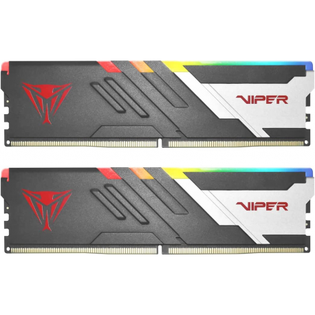 Patriot Viper Venom RGB DDR5 series - DDR5 - kit - 32 GB: 2 x 16 GB - DIMM 288-pin - 6000 MHz / PC5-48000 - CL36 - 1.25 V - unbuffered - on-die ECC - silver, matte black - 0