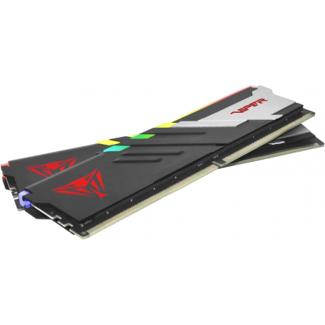 Patriot Viper Venom RGB DDR5 series - DDR5 - kit - 32 GB: 2 x 16 GB - DIMM 288-pin - 6000 MHz / PC5-48000 - CL36 - 1.25 V - unbuffered - on-die ECC - silver, matte black - 1