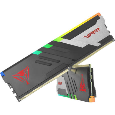 Patriot Viper Venom RGB DDR5 series - DDR5 - kit - 32 GB: 2 x 16 GB - DIMM 288-pin - 6000 MHz / PC5-48000 - CL36 - 1.25 V - unbuffered - on-die ECC - silver, matte black - 4
