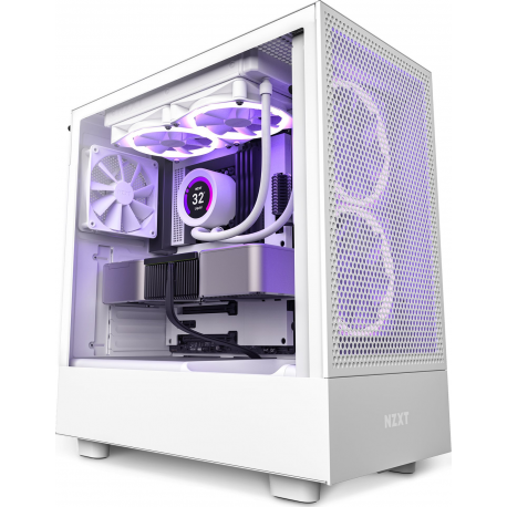 NZXT H series H5 Flow - Mid tower - extended ATX - windowed side panel (tempered glass) - no power supply - white - USB/Audio - 1