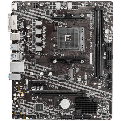 MSI A520M-A PRO - Motherboard - micro ATX - Socket AM4 - AMD A520 Chipset - USB 3.2 Gen 1 - Gigabit LAN - onboard graphics (CPU required) - HD Audio (8-channel) - 0