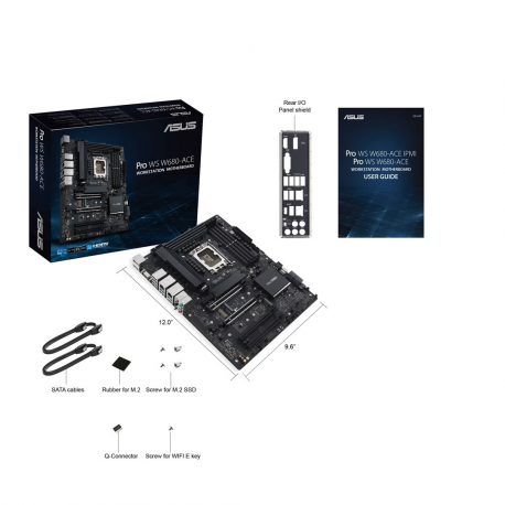 ASUS Pro WS W680-ACE - Motherboard - ATX - LGA1700 Socket - W680 Chipset - USB 3.2 Gen 1, USB 3.2 Gen 2, USB-C 3.2 Gen2, USB-C 3.2 Gen 2x2 - 2 x 2.5 Gigabit LAN - onboard graphics (CPU required) - HD Audio (8-channel) - 1