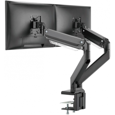 DIGITUS - Mounting kit (desk clamp mount, 2 VESA mount brackets, 2 x swivel arms) - for 2 LCD display/ curved LCD display - gas spring - plastic, aluminium, steel - matte black - screen size: 15"-35" - C-clamp - 3
