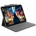 Logitech Slim Folio - Keyboard and folio case - wireless - Bluetooth LE - QWERTY - US International - oxford grey