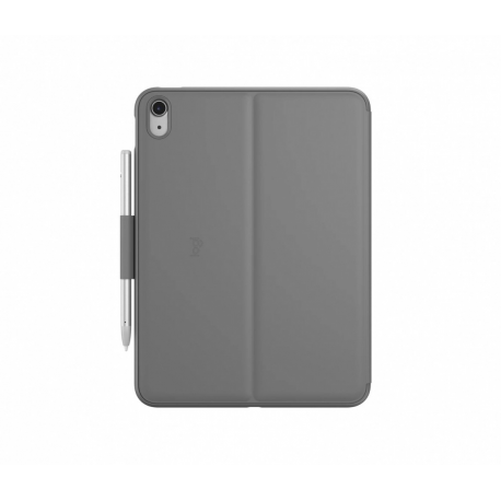 Logitech Slim Folio - Keyboard and folio case - wireless - Bluetooth LE - QWERTY - US International - oxford grey - 3