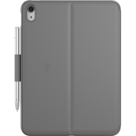 Logitech Slim Folio - Keyboard and folio case - wireless - Bluetooth LE - QWERTY - English - oxford grey - 2