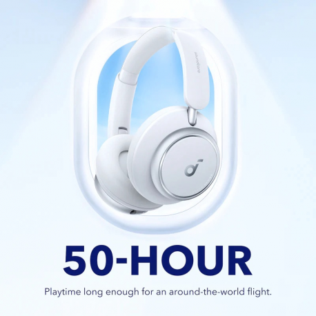 Soundcore Space Q45 - Headphones with mic - full size - Bluetooth - wireless, wired - active noise cancelling - 3.5 mm jack - white - 6