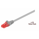 MicroConnect Value Pack - Patch cable - RJ-45 (M) to RJ-45 (M) - 10 m - UTP - CAT 6 - booted, stranded - grey (pack of 10)