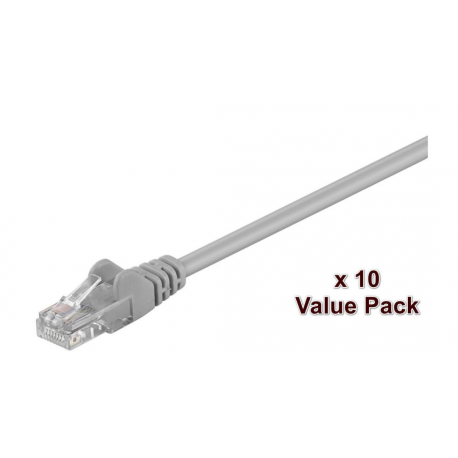 MicroConnect Value Pack - Network cable - RJ-45 (M) to RJ-45 (M) - 50 cm - UTP - CAT 5e - stranded - grey (pack of 10) - 0
