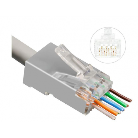 MicroConnect - Network connector - RJ-45 (M) - FTP - CAT 6 - silver, transparent - 1