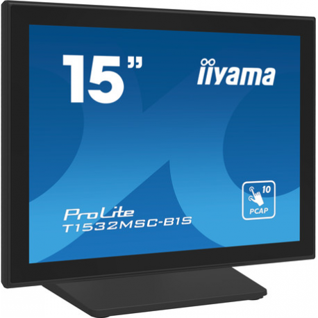 iiyama ProLite T1532MSC-B1S - LCD monitor - 15" - touchscreen - 1024 x 768 - TN - 350 cd / m² - 800:1 - 8 ms - HDMI, VGA, DisplayPort - speakers - black, matte - 1