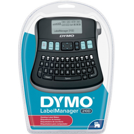 DYMO LabelMANAGER 210D - Labelmaker - B / W - thermal transfer - Roll (1.2 cm) - 180 dpi - cutter - 1 line printing, 2 line printing - black, silver - 3