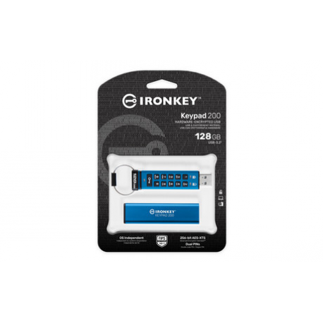Kingston IronKey Keypad 200C - USB flash drive - encrypted - 128 GB - USB-C 3.2 Gen 1 - 5