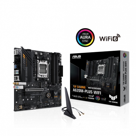 ASUS TUF GAMING A620M-PLUS WIFI - Motherboard - micro ATX - Socket AM5 - AMD A620 Chipset - USB 3.2 Gen 1, USB-C 3.2 Gen 1 - Gigabit LAN, 2.5 Gigabit LAN, Bluetooth, Wi-Fi - onboard graphics (CPU required) - HD Audio (8-channel) - 17