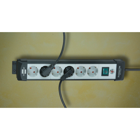 brennenstuhl Premium-Line extension socket H05VV-F 3G1,5 - Power strip - input: power - output connectors: 6 (power) - 3 m - black, light grey - 3