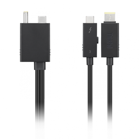 Lenovo Split Cable - Thunderbolt cable - USB-C / power DC jack to 24 pin USB-C, Slim Tip - Thunderbolt 4 - 70 cm - black - for ThinkCentre M75t Gen 2 11W5 - 3