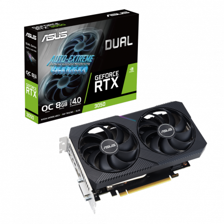 ASUS Dual GeForce RTX 3050 V2 - OC Edition - graphics card - GF RTX 3050 - 8 GB GDDR6 - PCIe 4.0 - DVI, HDMI, DisplayPort - 12