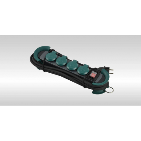 Bachmann HOOK Outdoor - Power strip - output connectors: 4 (4 x power 2-pole) - 4 m cord - green - 7
