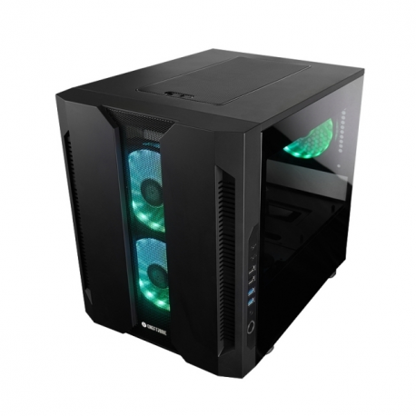 Chieftronic M2 - Cube - micro ATX - windowed side panel (tempered glass) - no power supply (ATX) - black - USB/Audio - 12