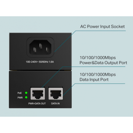 TP-Link TL-POE170S V1 - PoE injector - AC 100-240 V - 60 Watt - output connectors: 1 - 14