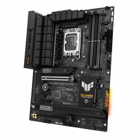 ASUS TUF GAMING B760-PLUS WIFI - Motherboard - ATX - LGA1700 Socket - B760 Chipset - USB 3.2 Gen 1, USB 3.2 Gen 2, USB-C 3.2 Gen2, USB-C 3.2 Gen 2x2 - 2.5 Gigabit LAN, Wi-Fi 6, Bluetooth - onboard graphics (CPU required) - HD Audio (8-channel) - 16