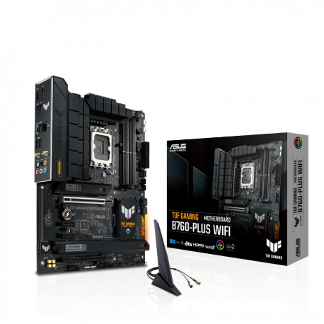 ASUS TUF GAMING B760-PLUS WIFI - Motherboard - ATX - LGA1700 Socket - B760 Chipset - USB 3.2 Gen 1, USB 3.2 Gen 2, USB-C 3.2 Gen2, USB-C 3.2 Gen 2x2 - 2.5 Gigabit LAN, Wi-Fi 6, Bluetooth - onboard graphics (CPU required) - HD Audio (8-channel) - 21