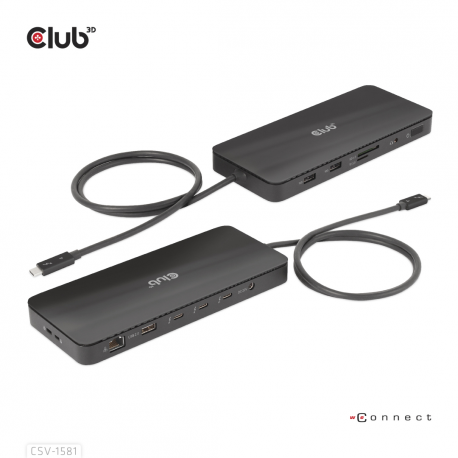Club 3D - Docking station - USB-C / Thunderbolt 3 / Thunderbolt 4 - 3 x Thunderbolt 4 - GigE - 140 Watt - 1