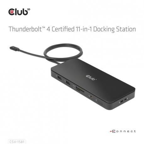 Club 3D - Docking station - USB-C / Thunderbolt 3 / Thunderbolt 4 - 3 x Thunderbolt 4 - GigE - 140 Watt - 14