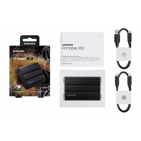Samsung T7 Shield MU-PE4T0S - SSD - encrypted - 4 TB - external (portable) - USB 3.2 Gen 2 (USB-C connector) - 256-bit AES - black - 31