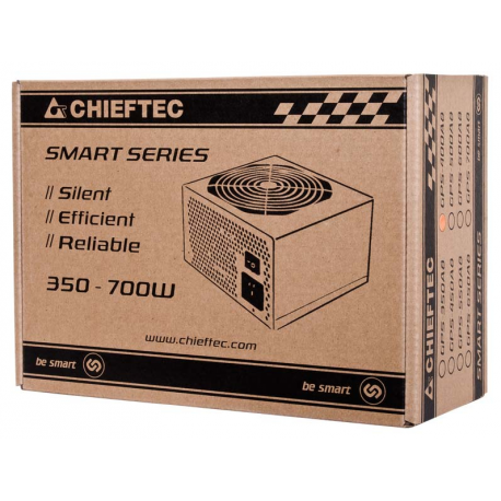 Chieftec Smart Series GPS-400A8 - Power supply (internal) - ATX12V 2.3 - 80 PLUS - AC 230 V - 400 Watt - active PFC - black - 13