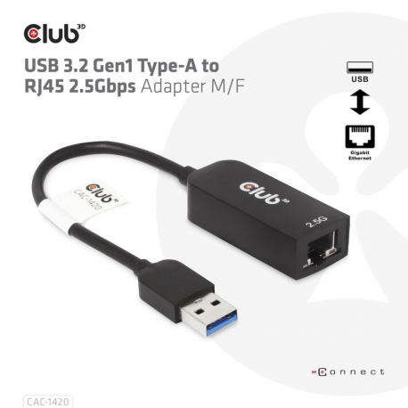 Club 3D - network adapter - USB 3.2 Gen 1 - 2.5GBase-T - 9