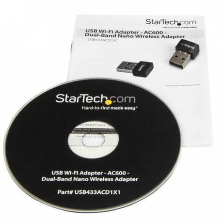 StarTech.com Wireless USB WiFi Adapter - Dual Band AC600 Wireless Dongle - 2.4GHz / 5GHz - 802.11ac Wi-Fi Laptop Adapter (USB433ACD1X1) - Network adapter - USB 2.0 - 802.11ac - black - 6