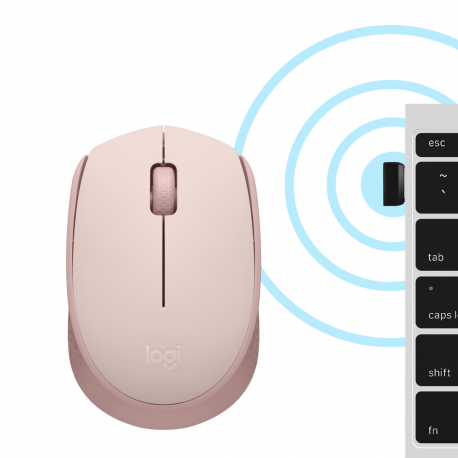 Logitech M171 - Mouse - optical - wireless - 2.4 GHz - USB wireless receiver - rose - 5