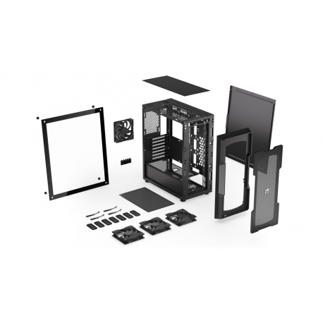 Endorfy Regnum 400 Air - PC case - ATX - windowed side panel (tempered glass) - no power supply (ATX) - black - USB / Audio - 37