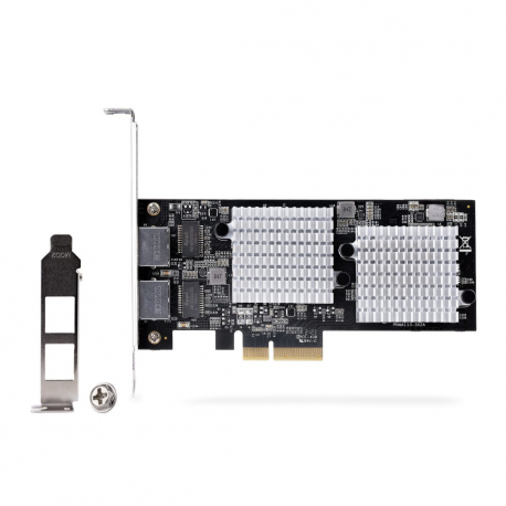StarTech.com 2-Port 10Gbps PCIe Network Adapter Card, Network Card for PCs/Servers, Full-Height/Low-Profile PCIe Ethernet Card w/Jumbo Frames, NIC/LAN Interface Card - Marvell AQC113CS Chipset, PXE Boot (ST10GSPEXNDP2) - Network adapter - PCIe 3.0 x4 low profile - 10 Gigabit Ethernet x 2 - black - 6