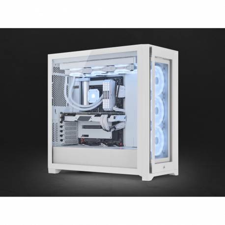 CORSAIR iCUE 5000X RGB QL Edition - Mid tower - windowed side panel (tempered glass) - no power supply (ATX) - true white - USB/Audio - 12