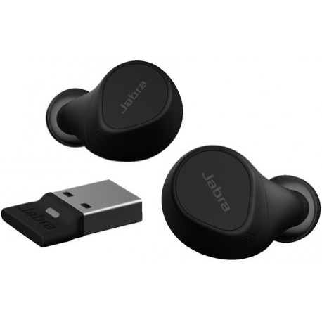 Jabra Evolve2 Buds UC - True wireless earphones with mic - in-ear - Bluetooth - active noise cancelling - USB-A via Bluetooth adapter - noise isolating - black - Zoom Certified, Optimised for Google Meet - 18