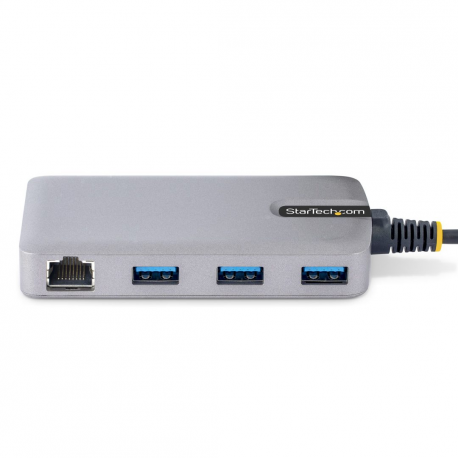 StarTech.com 3-Port USB Hub with Ethernet, 3x USB-A Ports, Gigabit Ethernet RJ45, USB 3.0 5Gbps, Bus-Powered, USB Hub w /  GbE and 1ft / 30cm Long Cable, Portable Laptop USB Hub - USB Expansion Hub w /  Ethernet Adapter (5G3AGBB-USB-A-HUB) - Hub - 3 x USB 3.2 Gen 1 + 1 x micro-USB + 1 x 10 / 100 / 1000 - desktop - 7