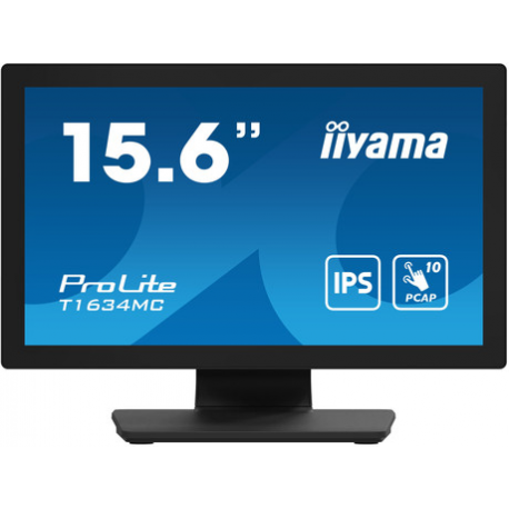 iiyama ProLite T1634MC-B1S - LED monitor - 15.6" - touchscreen - 1920 x 1080 Full HD (1080p) @ 60 Hz - IPS - 450 cd / m² - 700:1 - 25 ms - HDMI, VGA, DisplayPort - black, matte - 0