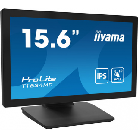 iiyama ProLite T1634MC-B1S - LED monitor - 15.6" - touchscreen - 1920 x 1080 Full HD (1080p) @ 60 Hz - IPS - 450 cd / m² - 700:1 - 25 ms - HDMI, VGA, DisplayPort - black, matte - 1