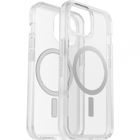 OtterBox Symmetry Series - Back cover for mobile phone - MagSafe compatibility - polycarbonate, synthetic rubber - clear - for Apple iPhone 14 Plus, 15 Plus - 2