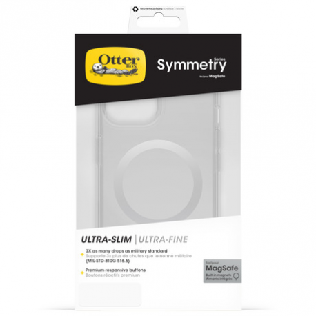 OtterBox Symmetry Series - Back cover for mobile phone - MagSafe compatibility - polycarbonate, synthetic rubber - clear - for Apple iPhone 14 Plus, 15 Plus - 3