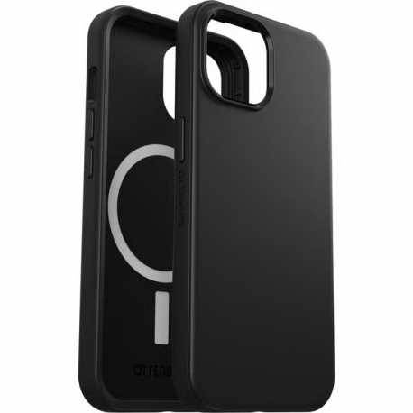 OtterBox Symmetry Series - Back cover for mobile phone - MagSafe compatibility - polycarbonate, synthetic rubber, silver phosphate glass - black - for Apple iPhone 13, 14, 15 - 1