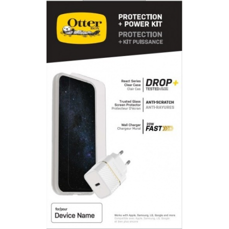 OtterBox React Series - Back cover for mobile phone - clear - with Trusted Glass screen protector and Fast Charge Wall Charger USB-C 20W - for Apple iPhone 6, 6s, 7, 8, SE (2nd generation), SE (3rd generation) - 0