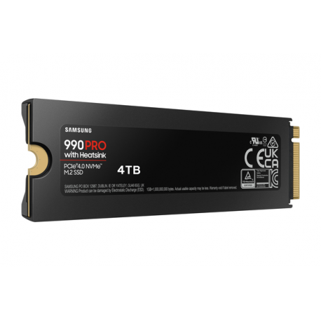 Samsung 990 PRO MZ-V9P4T0GW - SSD - encrypted - 4 TB - internal - M.2 2280 - PCIe 4.0 x4 (NVMe) - 256-bit AES - TCG Opal Encryption 2.0 - integrated heatsink - 5
